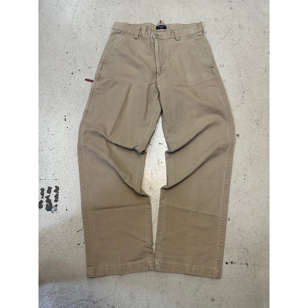 Dockers Mens 32x32 Khaki Pants Relaxed Fit Flat Front Tan Cotton Chinos